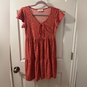 Women’s red and white floral dress